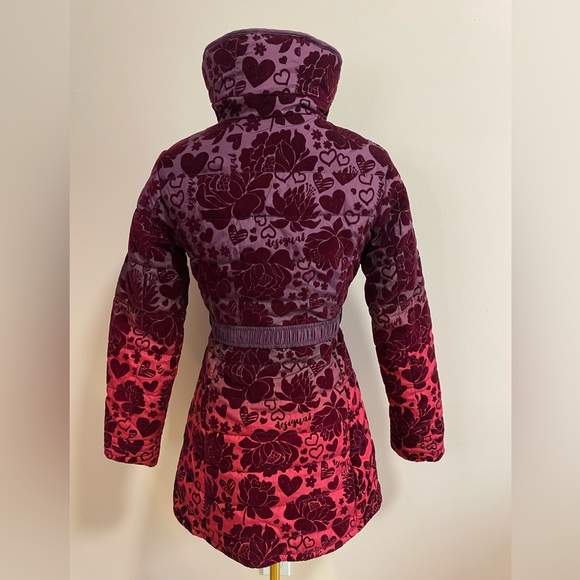 DESIGUAL Youth Designer Purple & Maroon Ombre Jacket Belted Hooded Trench 13/14 - Picture 2 of 15
